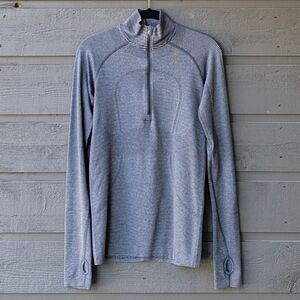 Lululemon Run: Swiftly Tech 1/2 Zip Tonka Stripe Heathered Size 6 Black Gray